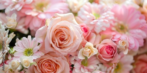 closeup bouquet wedding flowers 