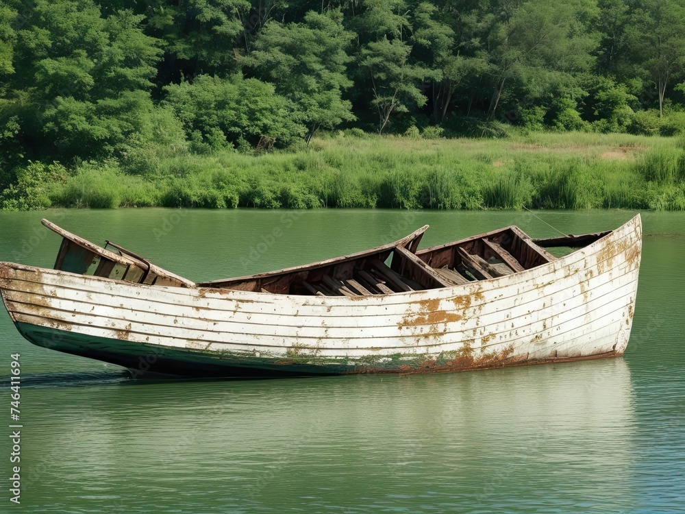 Free picture of an ancient, rusted fishing boat on the lake's sloping shore Free picture of an ancient, rusted fishing boat on the lake's sloping shore