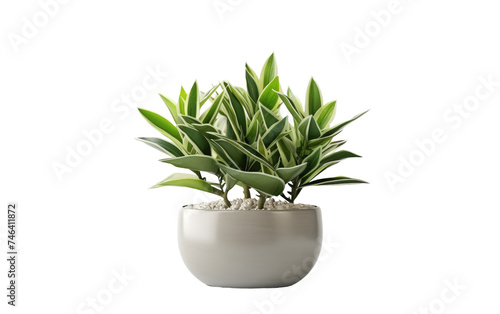 Potted Plant With Green Leaves. A potted plant with vibrant green leaves sits on a windowsill  soaking up sunlight through the window. on a White or Clear Surface PNG Transparent Background.