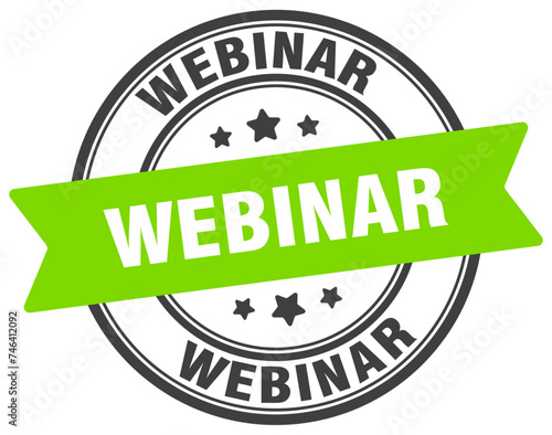 webinar stamp. webinar label on transparent background. round sign