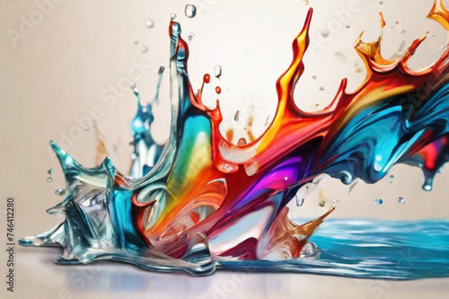 Star line colorful smooth crystalize with water splash. Generative AI.