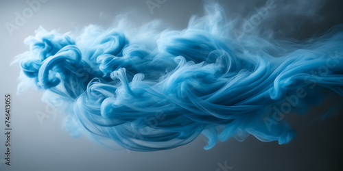 Image showcasing the intricate movement of azure smoke tendrils against a backdrop of stormy gray.