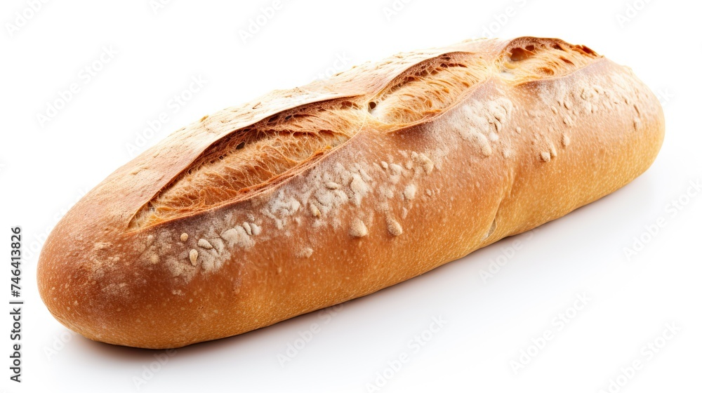 Isolated French Loaf Bread on White Background with Enhancing Golden Seed Sprinkles for Delicious