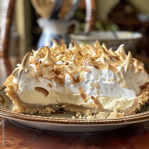 Creamy Coconut Cream Pie Topped with Toasted Meringue