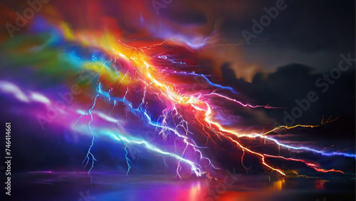 Blur lightning colorful. Generative AI.