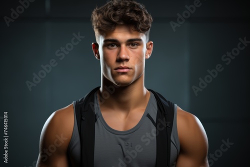 Confident Young Man Athlete in Workout Gear Posed with Energetic Determination
