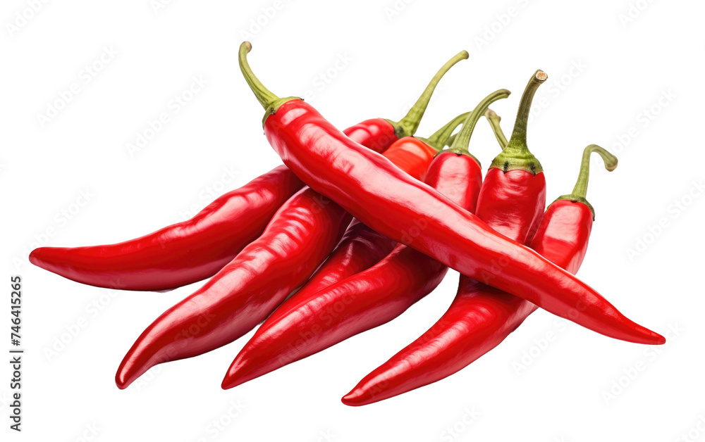 Group of Red Peppers. A collection of vibrant red peppers are fresh and ripe, varying in size and shape. on a White or Clear Surface PNG Transparent Background.