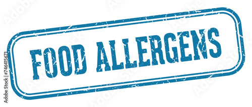 food allergens stamp. food allergens rectangular stamp on white background