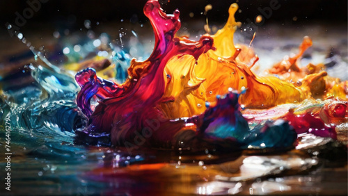 Default colorful water colorful splash. Generative AI.