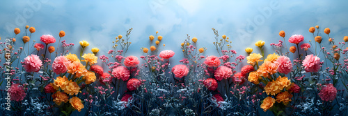 field of flowers,
Spring plant concept colorful beautiful esh  photo