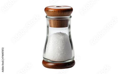 Salt and Pepper Shaker. The shakers are designed with small holes for dispensing the seasonings. on a White or Clear Surface PNG Transparent Background.