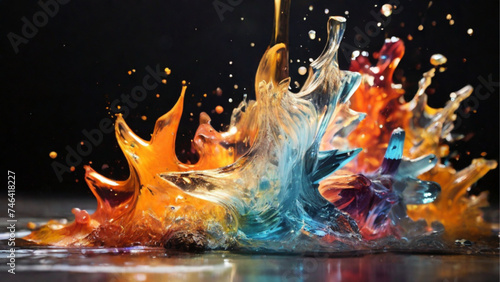 Star line colorful smooth crystalize with water. Generative AI.