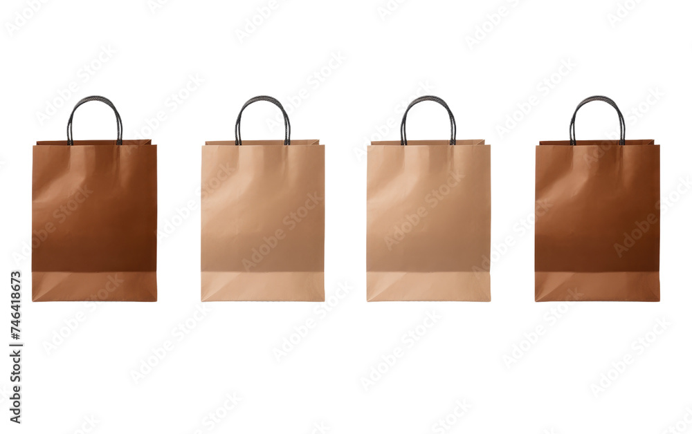 Three brown paper bags are arranged neatly on a table, with visible creases and handles. The bags seem to be ready for use or storage. on a White or Clear Surface PNG Transparent Background. Three brown paper bags are arranged neatly on a table, with visible creases and handles. The bags seem to be ready for use or storage. on a White or Clear Surface PNG Transparent Background.