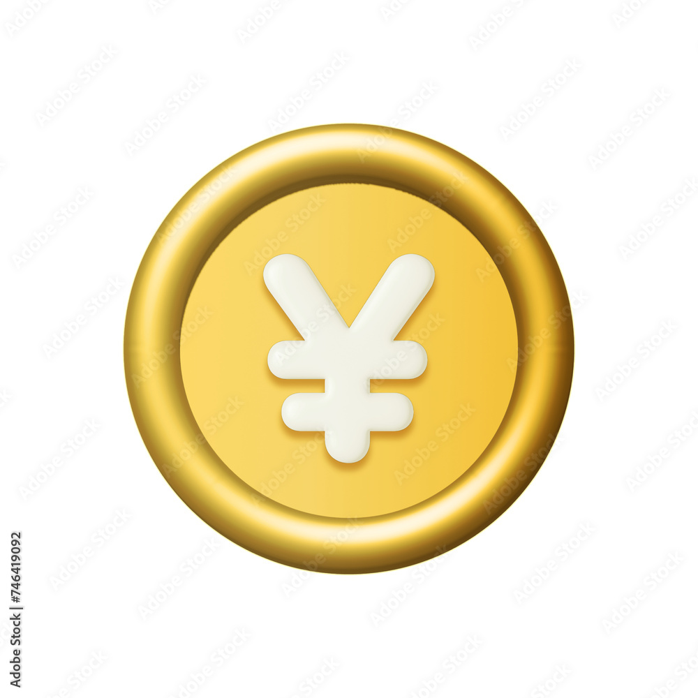 3d gold japanese yen coin isolated on white background. Design element illustration PNG. 3d gold japanese yen coin isolated on white background. Design element illustration PNG.