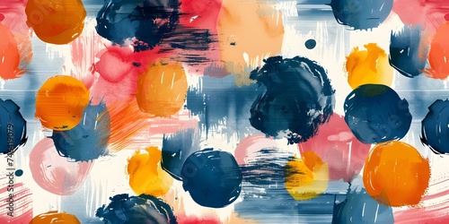 Vibrant Watercolor Design: Abstract Brush Strokes Creating a Colorful Seamless Background. Concept Abstract Art, Watercolor Design, Colorful Background, Brush Strokes, Seamless Pattern