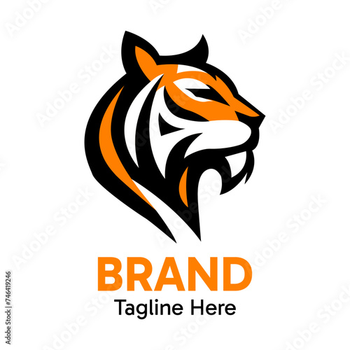 Fototapeta Naklejka Na Ścianę i Meble -  Tiger head logo. Vector Brand Logo