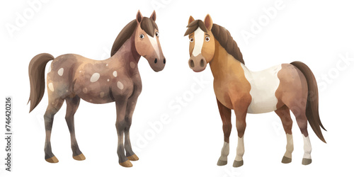 cute brown horse watercolor illustration © Finkha