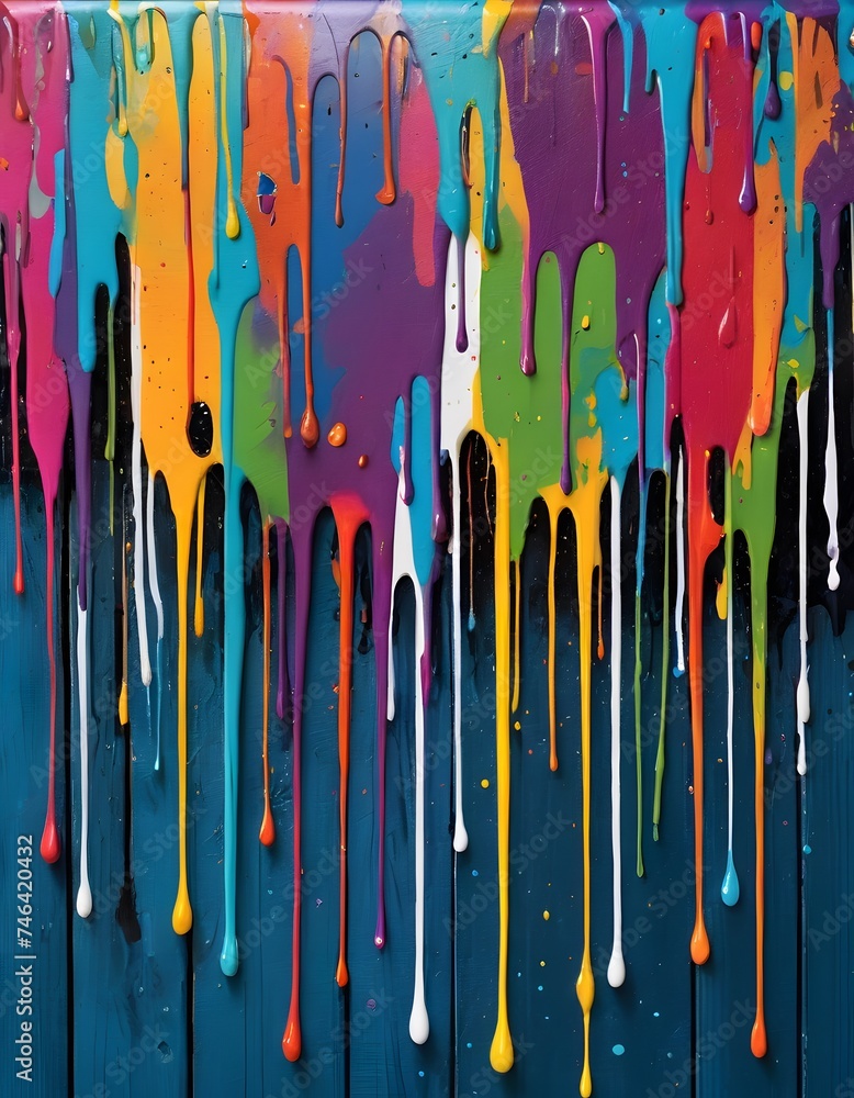 The smooth blue wooden boards serve as a canvas for a deluge of ...