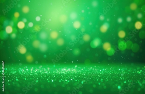 Green light and glitter background