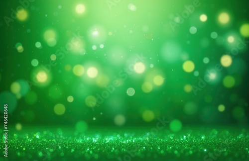 Green light and glitter background