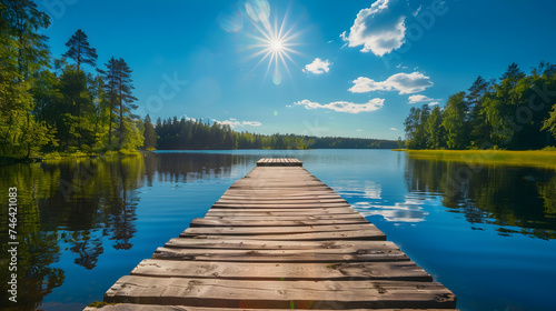 Fototapeta Naklejka Na Ścianę i Meble -  wooden bridge over lake