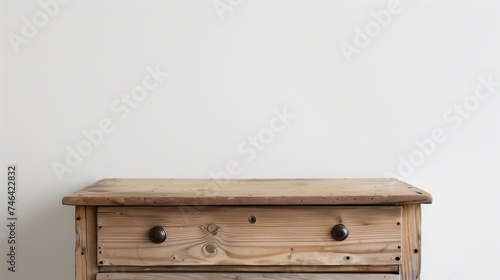 Contemporary wooden dresser on white backdrop. White background holding a wooden cabinet. Generative AI
