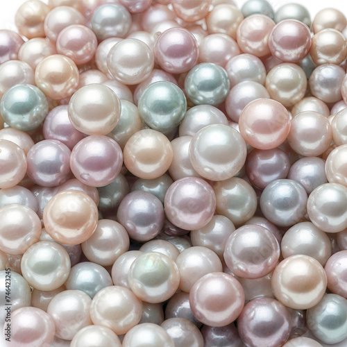 Pile of multi colored pearls - pink, aqua, lilac and peach colored abstract pearl background illustration