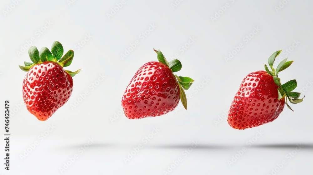 An isolated strawberry and a strawberry with leaf An isolated strawberry was made with a whole strawberry on white and one half on a white background An isolated strawberry and a strawberry with leaf An isolated strawberry was made with a whole strawberry on white and one half on a white background