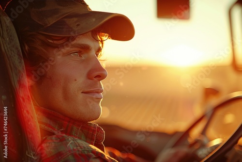 Picture of a farmer on an agricultural field with crops in an agricultural field.