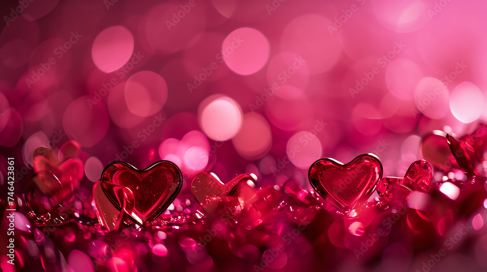 Happy valentines day shiny hearts bokeh background Happy valentines day shiny hearts bokeh background