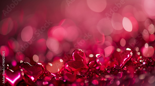 Happy valentines day shiny hearts bokeh background