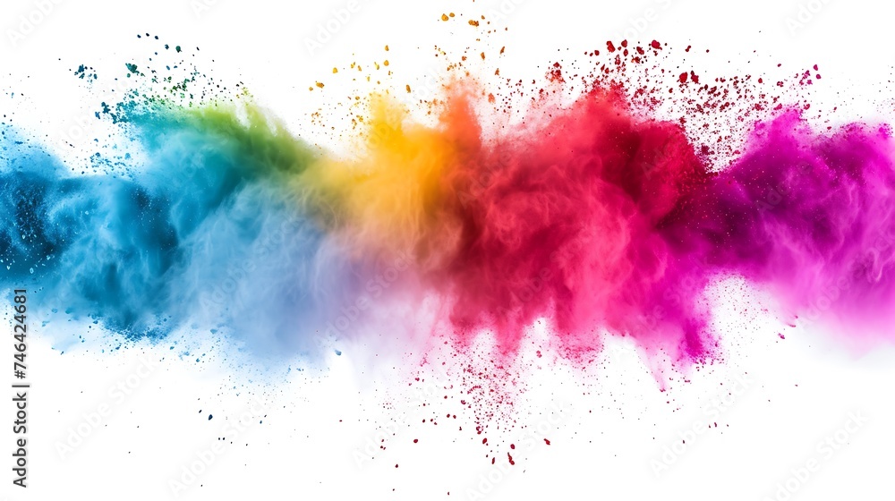 Colorful Holi powder on white background - obrazy, fototapety, plakaty 
