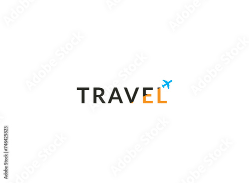 A typography plane logo with clean lines, symbolizing simplicity and elegance in travel.