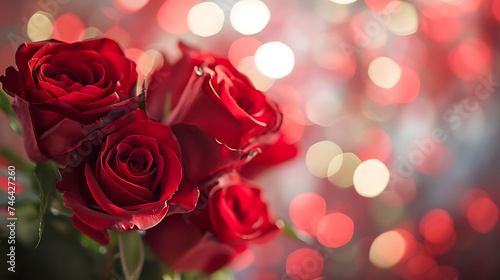 red roses with bokeh valentine s setting with red roses