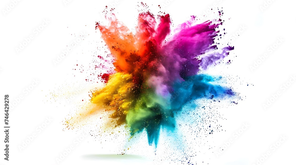 Colorful Holi powder on white background Colorful Holi powder on white background