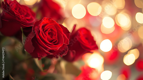 red roses with bokeh valentine s setting with red roses