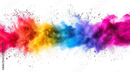 Colorful Holi powder on white background