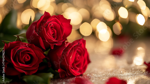 red roses with bokeh valentine s setting with red roses