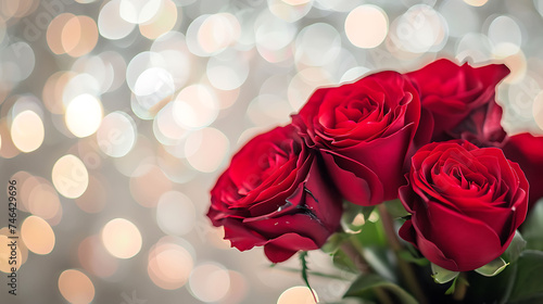 red roses with bokeh valentine's setting with red roses © Uzair