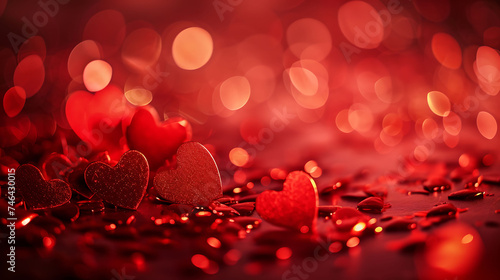 Happy valentines day shiny hearts bokeh background