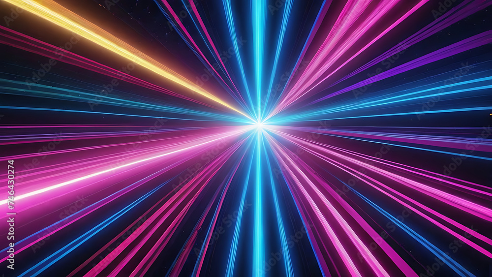 Laser abstract background blue pink lines moving out. the rays , the rays from the middle Laser abstract background blue pink lines moving out. the rays , the rays from the middle