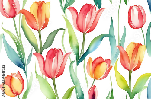 image of tulips in watercolor style #746431232