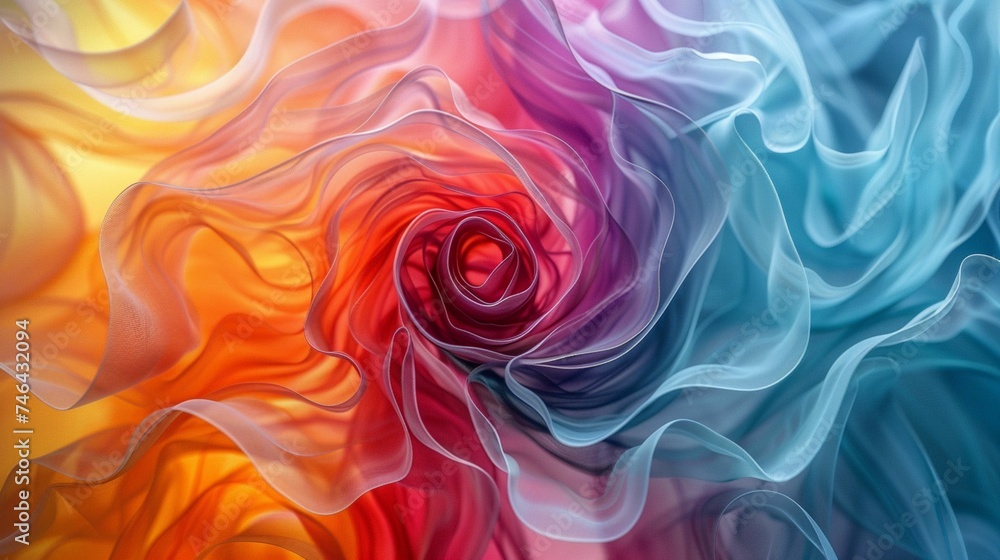 Vibrant Chromatic Whirlwind: 3D Rendered Abstract Background in Swirl Style, Weaving a Kaleidoscopic Tapestry of Colorful Spirals and Dynamic Elegance 