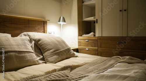 Wallpaper Mural Next to the bed is a small wardrobe with drawers. Generative ai Torontodigital.ca