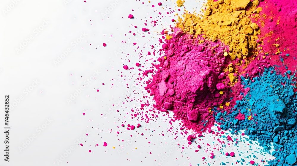 Obraz premium Colorful Holi powder on white background