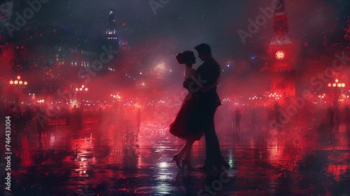 Argentine tango poster or postcard. generative ai 