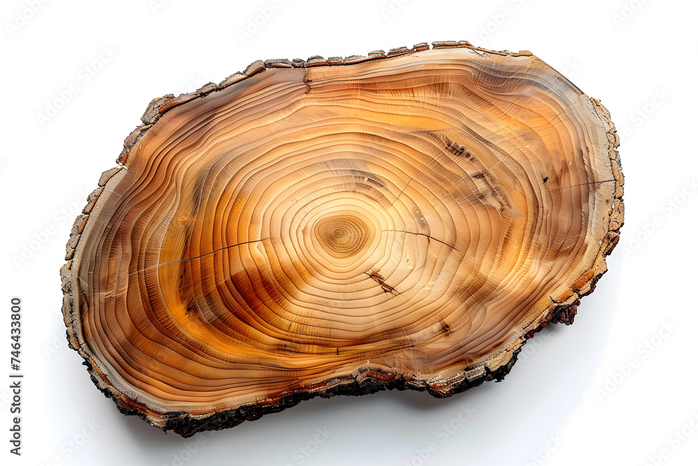 Natural Wood Slab top view isolated on white background Natural Wood Slab top view isolated on white background