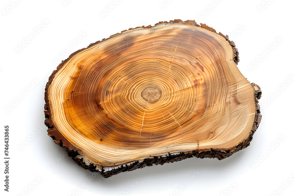 Natural Wood Slab top view isolated on white background Natural Wood Slab top view isolated on white background