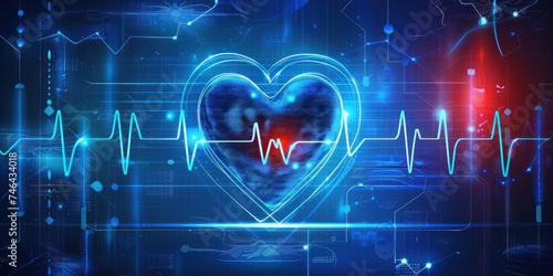 heartbeat background blue technology 