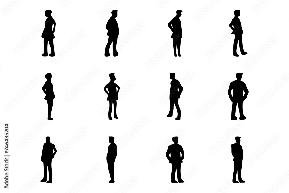 Silhouette of standing man icon set